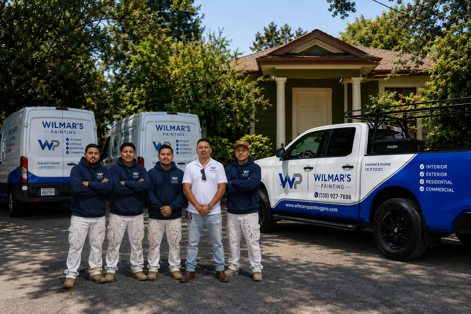 The Wilmar's Painting team with the company vans and truck