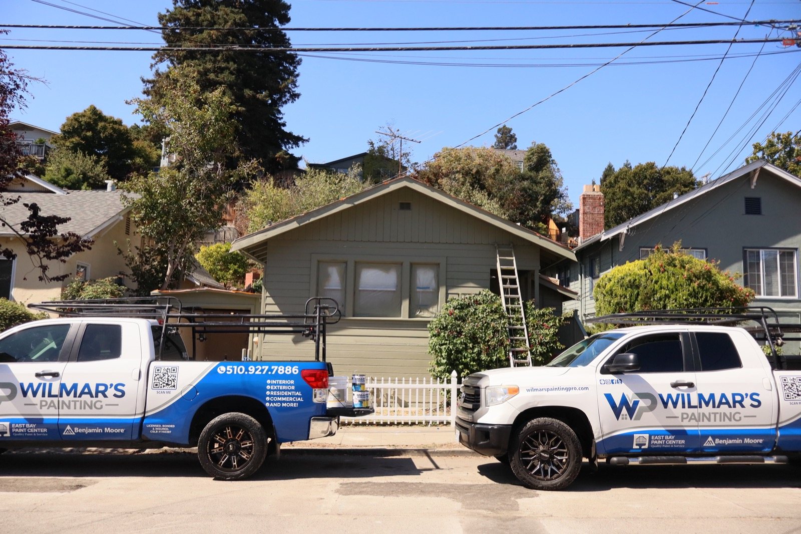 Wilmar's Painting trucks at a job site in Oakland